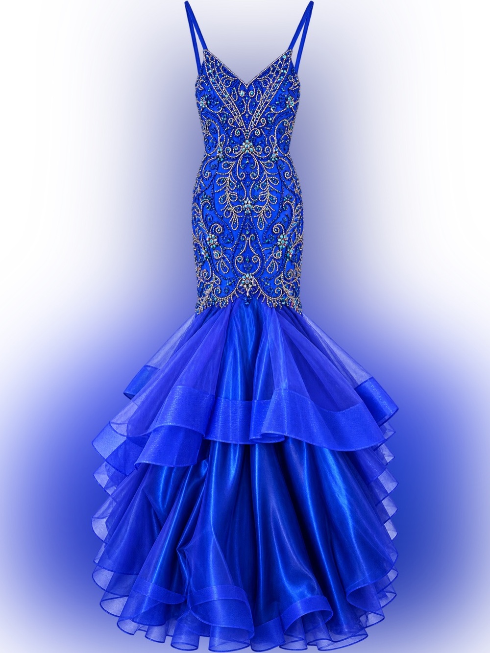 VIENNA PROM formal Homecoming mermaid royal blue beaded size 2